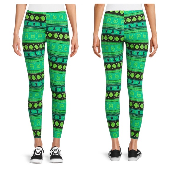 🆕 NoBo No Boundaries 🍀 St Patrick’s Day Junior Fit Ankle Leggings Medium (7/9) - Picture 1 of 3